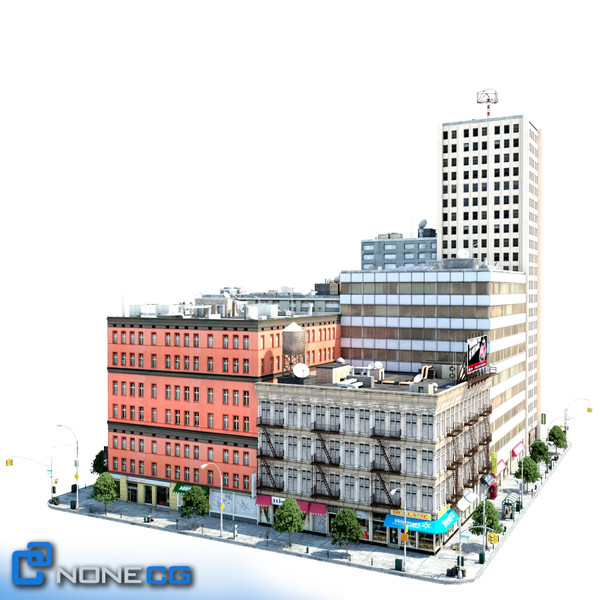 new york city block 3d model - NYC Block Set 7... by NONECG